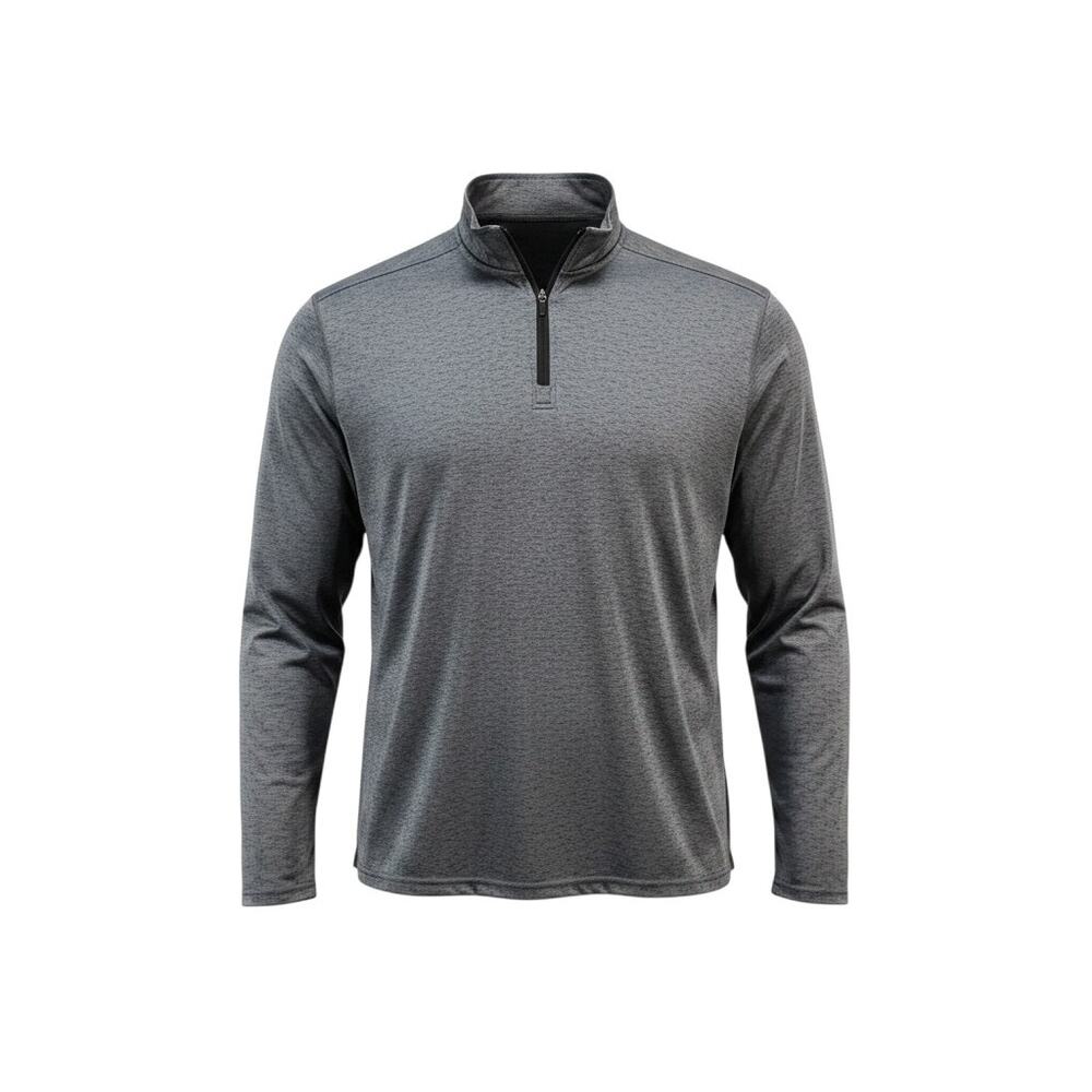 Real Essentials Men's 1/4 Zip Performance Shirt Gray Long Sleeve 3XL